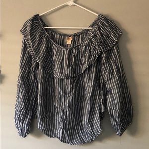 blue & white stripped off the shoulder top